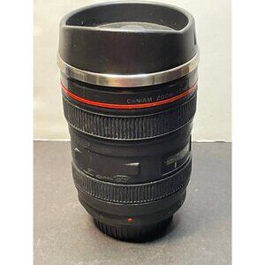 Caniam Zoom Lens coffee tumbler mug cup camera travel thermos 5 1/2" black